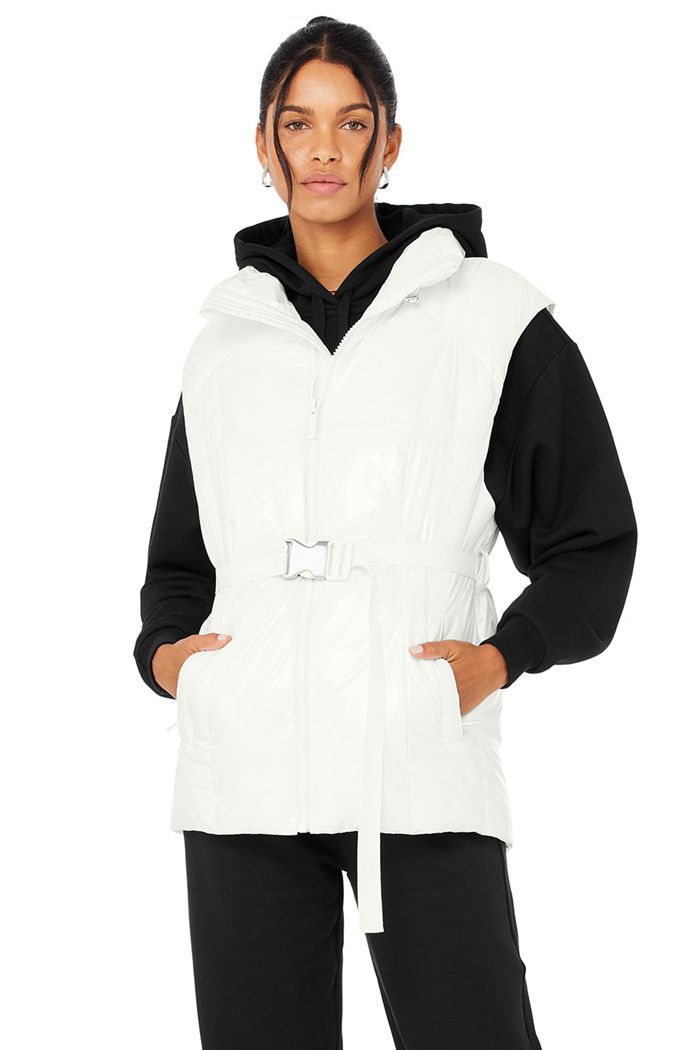 Chalecos Alo Yoga Stunner Puffer Mujer Blancos | 528431KFE