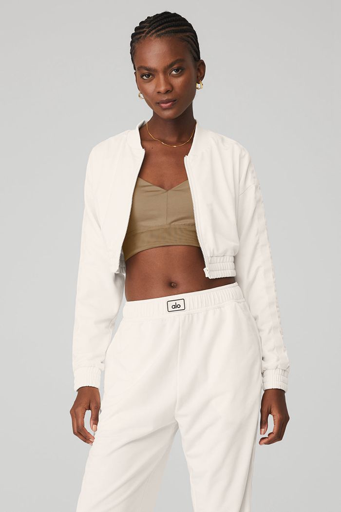 Chaquetas Alo Yoga Cropped Prizewinner Mujer Blancos | 140265WCY