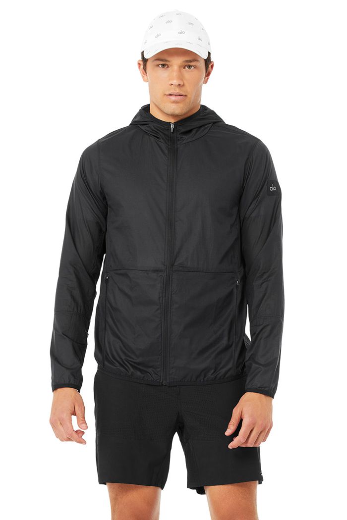 Chaquetas Alo Yoga Repeat Correr Hombre Negros | 203147CPI