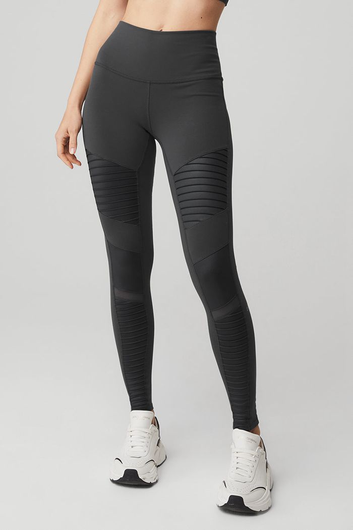 Leggins Alo Yoga High-Cintura Moto Mujer Grises Oscuro | 953120NWO