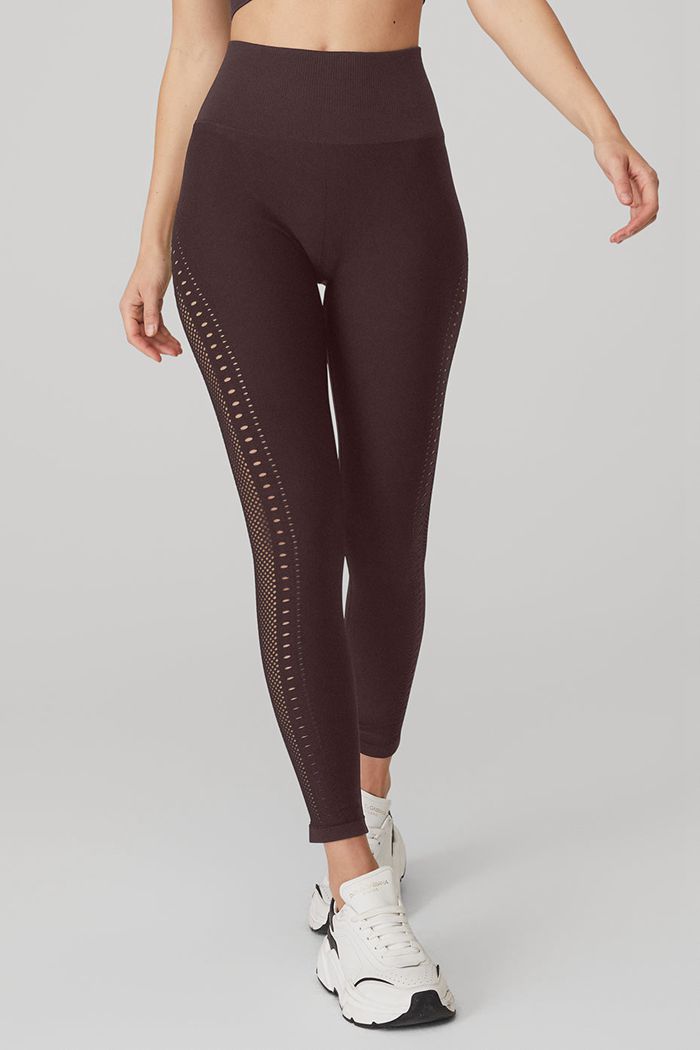 Leggins Alo Yoga Seamless High-Cintura 7/8 Open Air Mujer Negros | 984053TKH