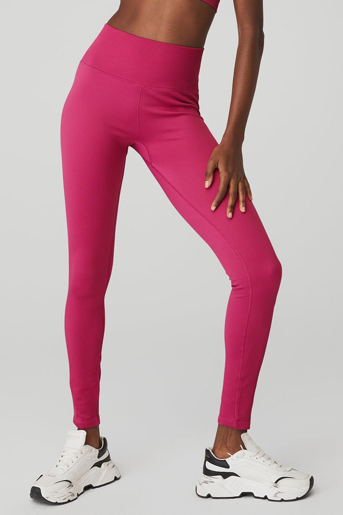 Leggins Alo Yoga Seamless High-Cintura Ribbed Mujer Rojos | 814973HIG