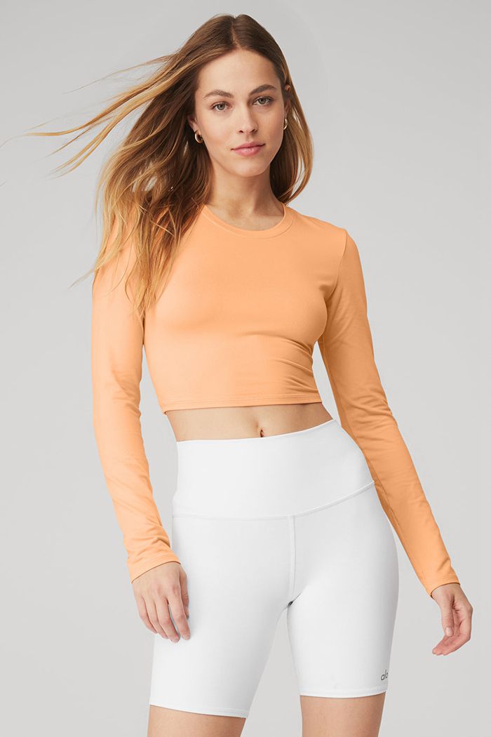 Long Sleeve Alo Yoga Alosoft Crop Finesse Mujer Naranjas | 392810EKO