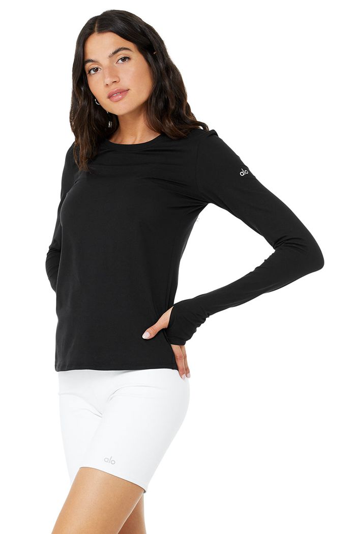 Long Sleeve Alo Yoga Alosoft Finesse Mujer Negros | 015837XEI