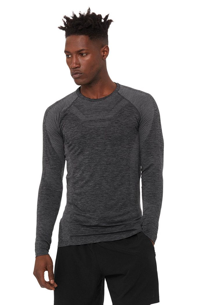 Long Sleeve Alo Yoga Amplify Seamless Hombre Negros | 317065YJV