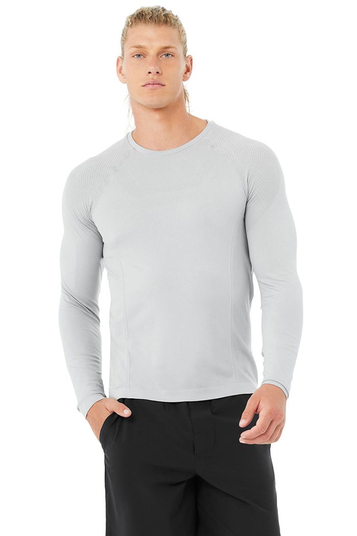 Long Sleeve Alo Yoga Amplify Seamless Hombre Grises | 421903SDJ