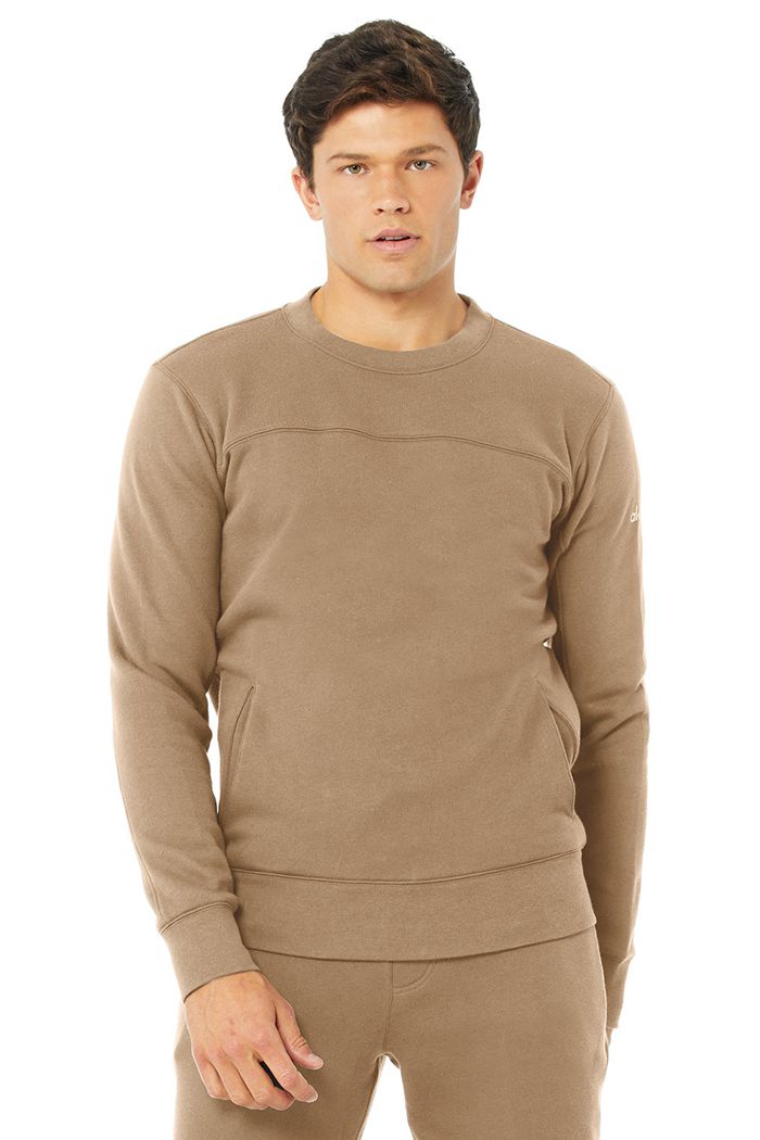 Long Sleeve Alo Yoga Base Sweatshirt Hombre Marrom | 517302AFX