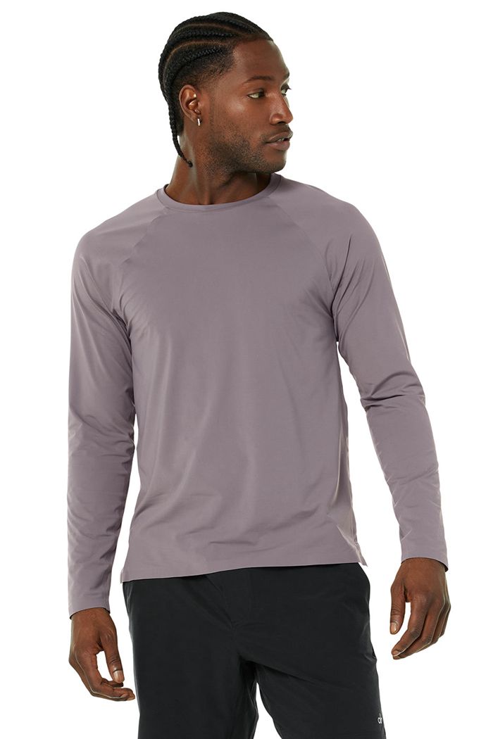 Long Sleeve Alo Yoga Idol Performance Tee Hombre Morados | 654017NRH