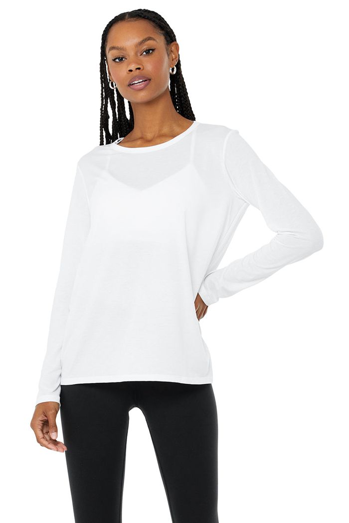 Long Sleeve Alo Yoga Motion Mujer Blancos | 274936SZJ