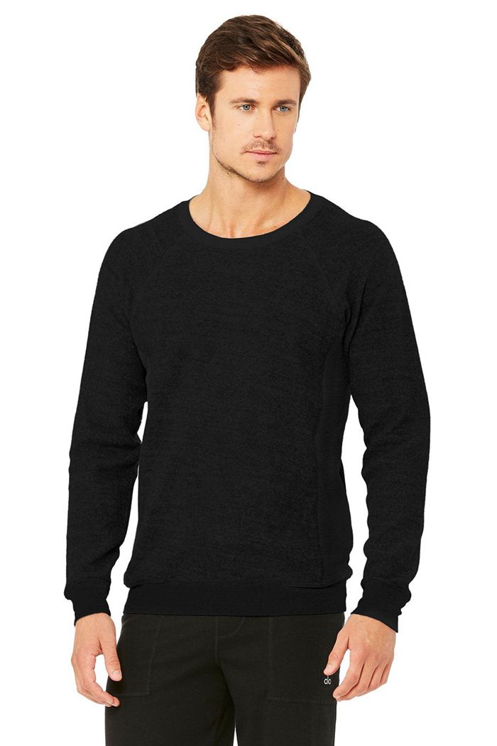 Long Sleeve Alo Yoga Triumph Crew Neck Sweatshirt Hombre Negros | 742658UVA