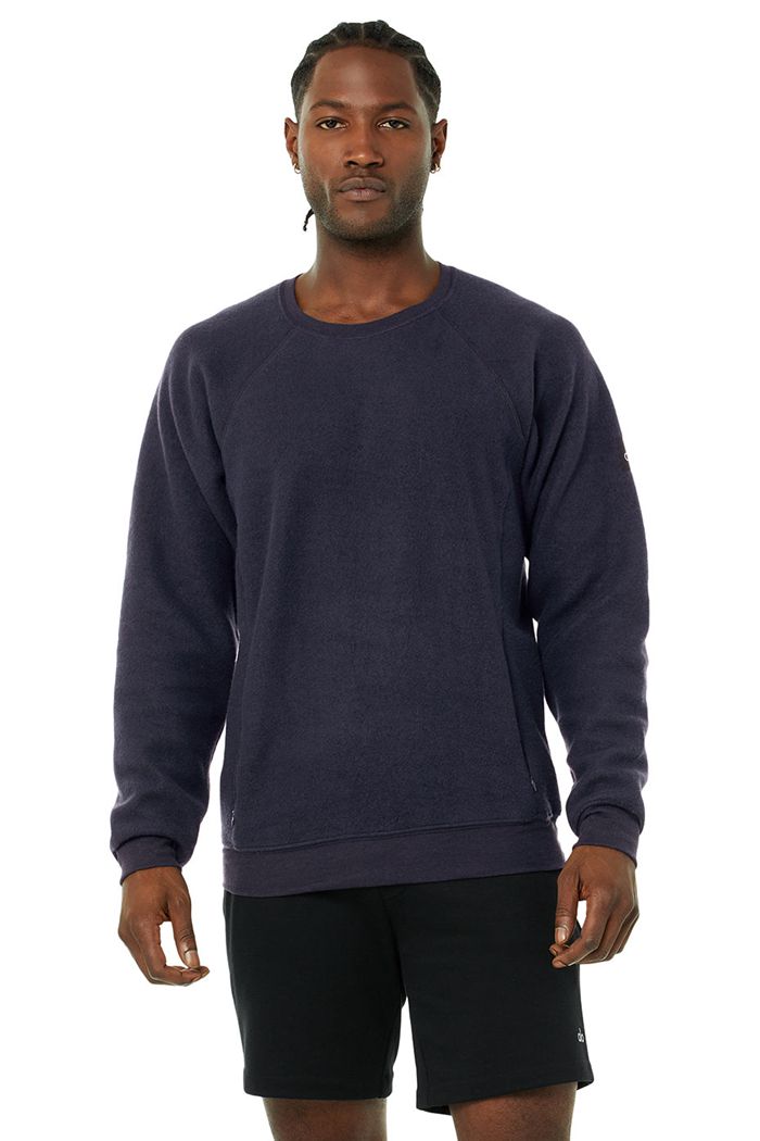 Long Sleeve Alo Yoga Triumph Crew Neck Sweatshirt Hombre Negros | 839506HSN