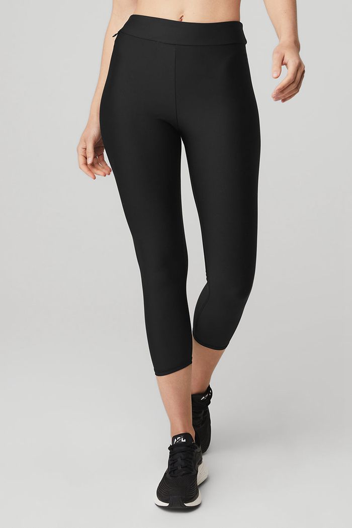 Pantalones Alo Yoga Airlift High-Cintura Conceal-Zip Capri Mujer Negros | 713629CDX