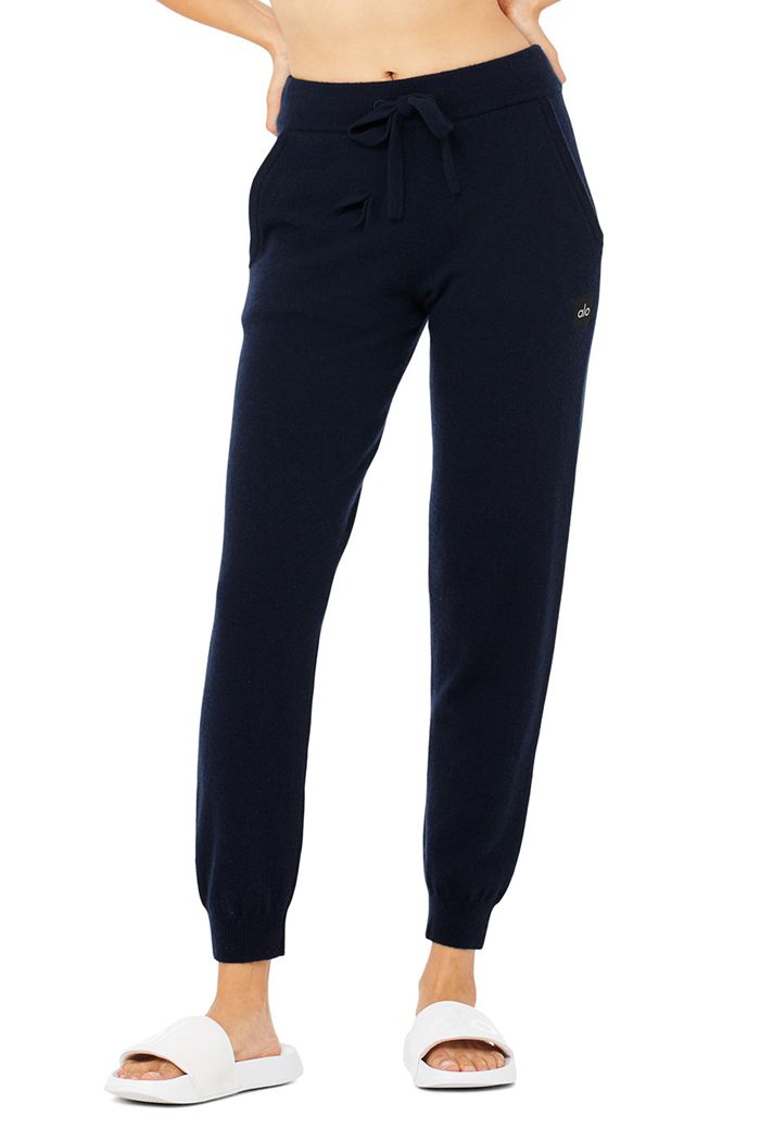 Pantalones Alo Yoga High-Cintura Cashmere Jet Set Mujer Azul Marino | 418253KYG