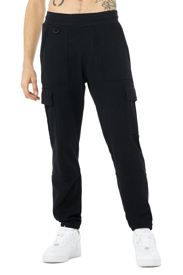 Pantalones Alo Yoga Highline Cargo Sweat Hombre Negros | 862503HLR