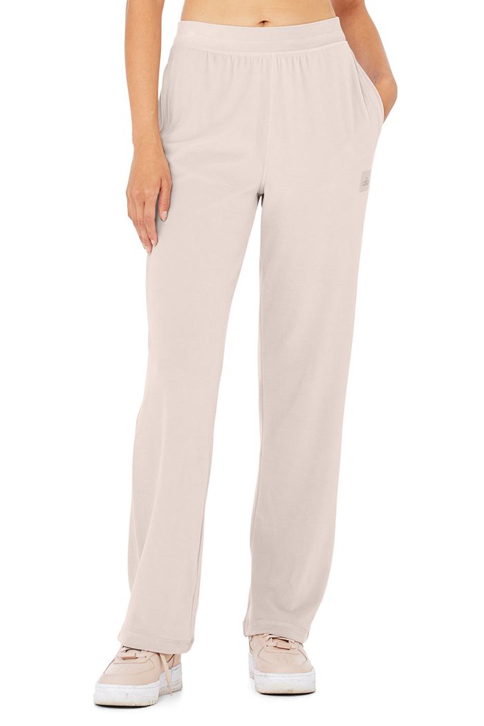 Pantalones Alo Yoga Velour High-Cintura Glimmer Anchos Leg Mujer Rosas | 946730HLF