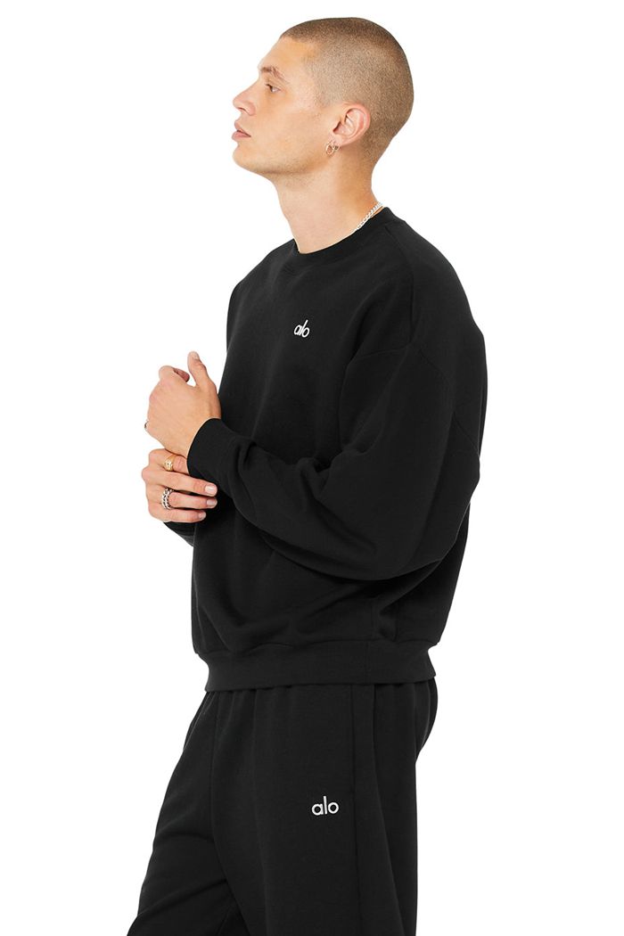 Pullover Alo Yoga Accolade Crew Neck Hombre Negros | 204183NFQ