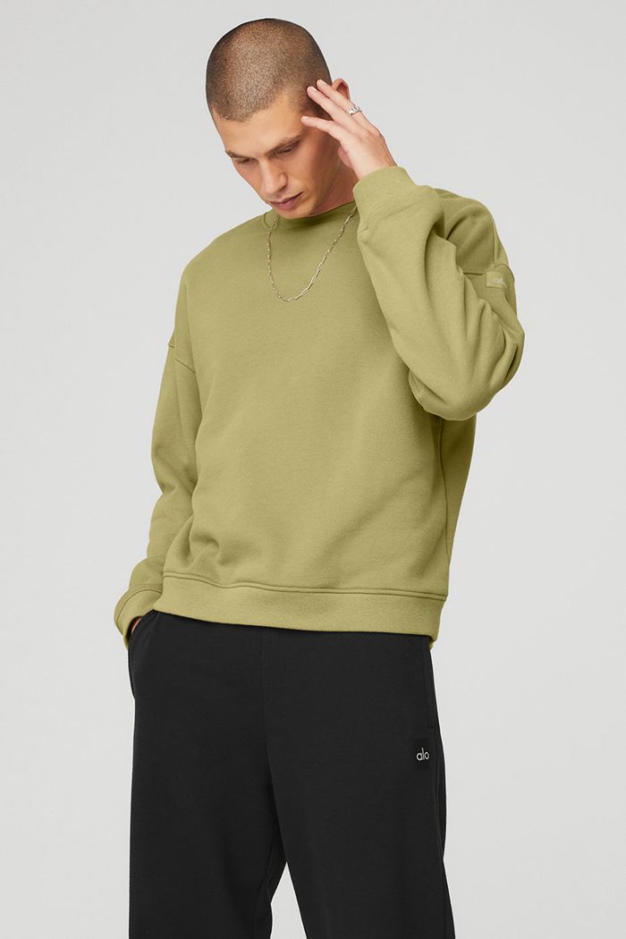 Pullover Alo Yoga Renown Crew Neck Hombre Verdes | 187235ZXE