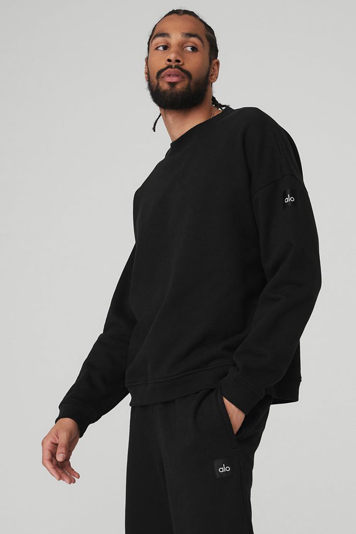 Pullover Alo Yoga Renown Crew Neck Hombre Negros | 351467BEG