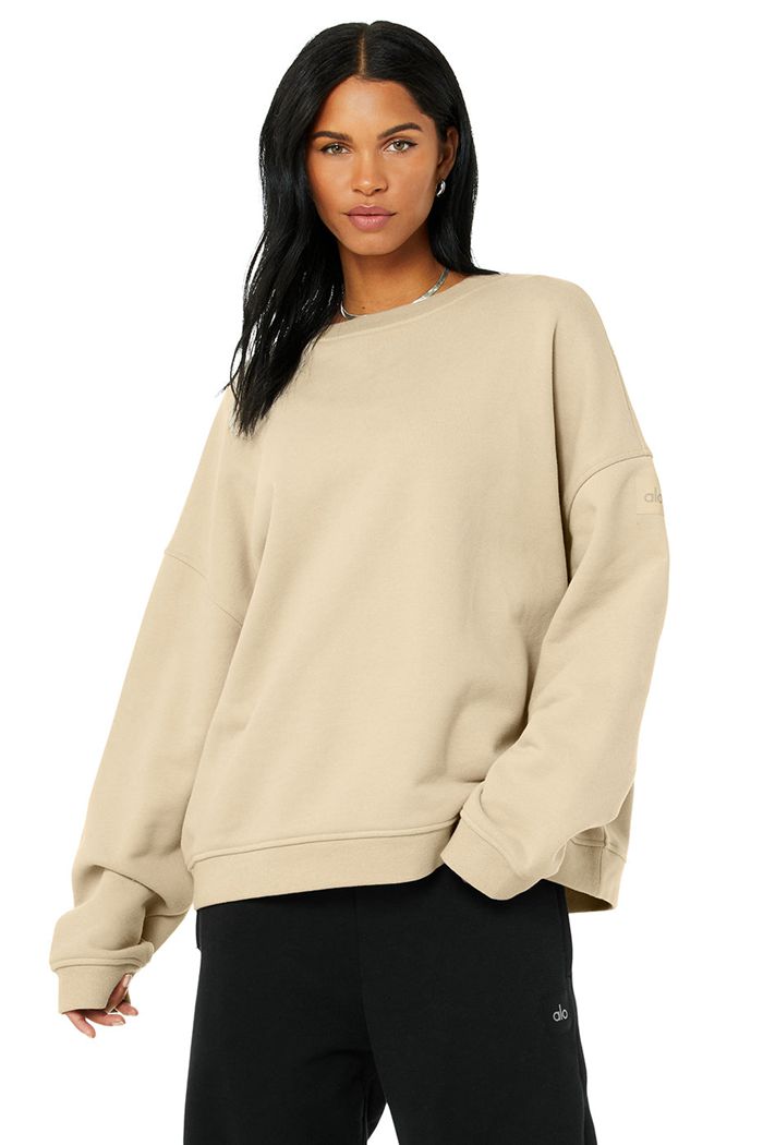 Pullover Alo Yoga Renown Crew Neck Mujer Marrom | 293051RJT