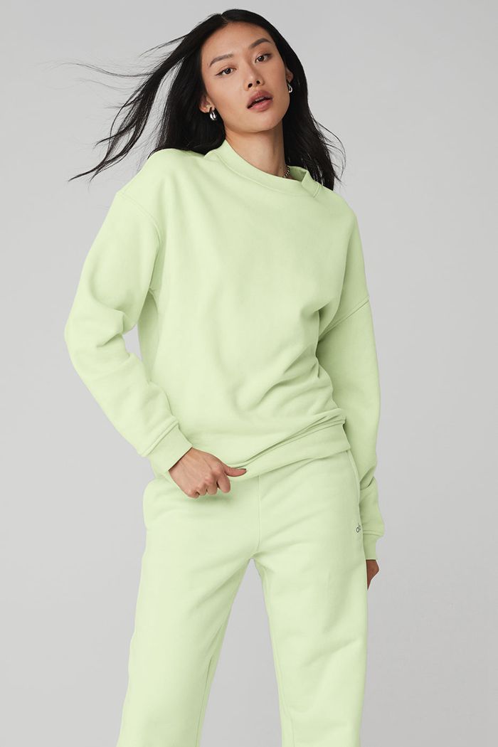 Pullover Alo Yoga Renown Crew Neck Mujer Verdes | 864320BSO