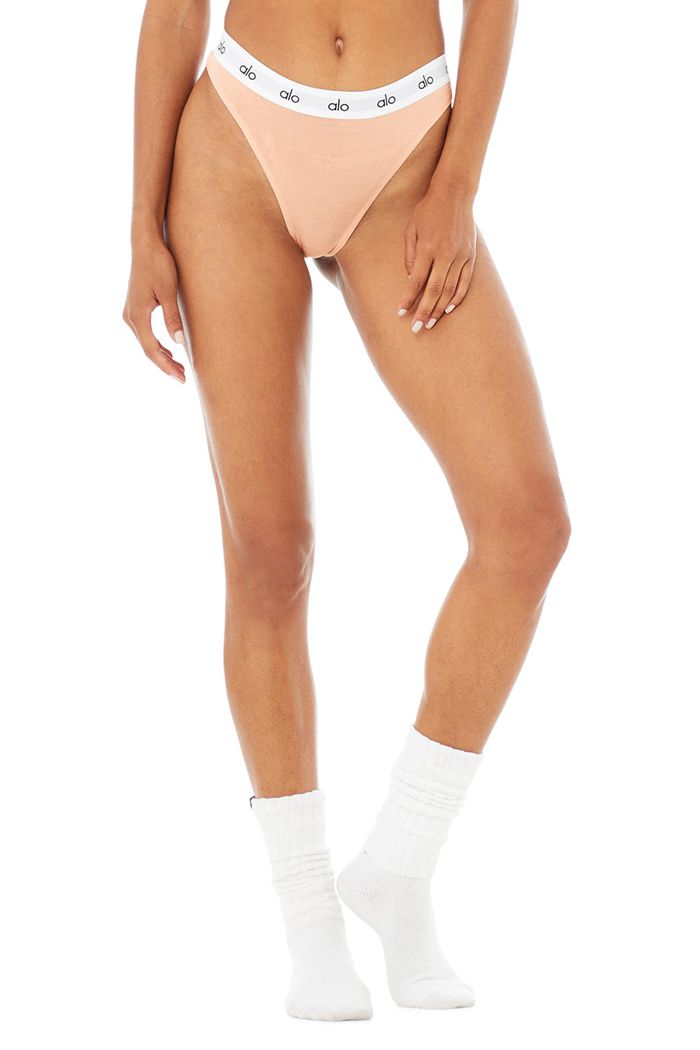 Ropa Interior Alo Yoga Icon High-Cut Tanga Mujer Beige | 428376ASG