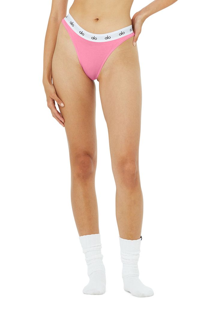 Ropa Interior Alo Yoga Icon High-Cut Tanga Mujer Rosas | 524197YQK