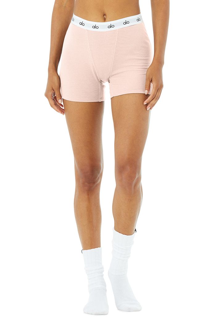 Short Alo Yoga Icon Ribbed Boy Mujer Rosas Morados | 957180JKM