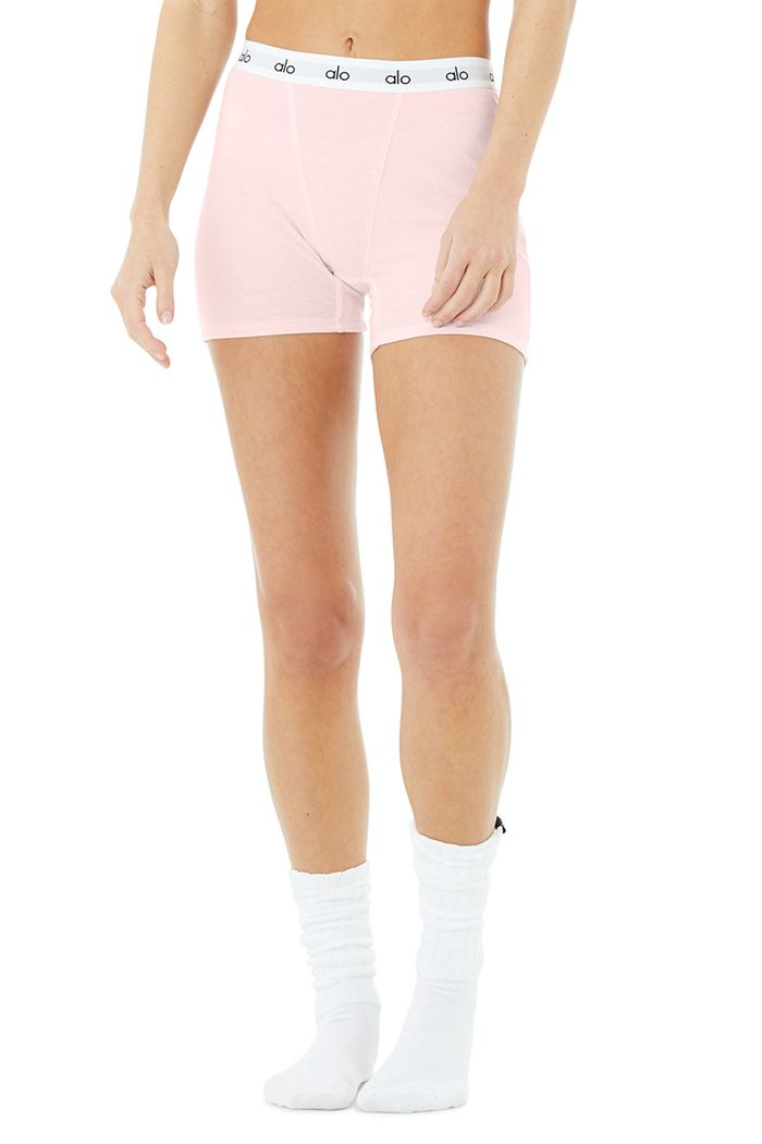 Short Alo Yoga Icon Ribbed Boy Mujer Rosas | 968725KZW