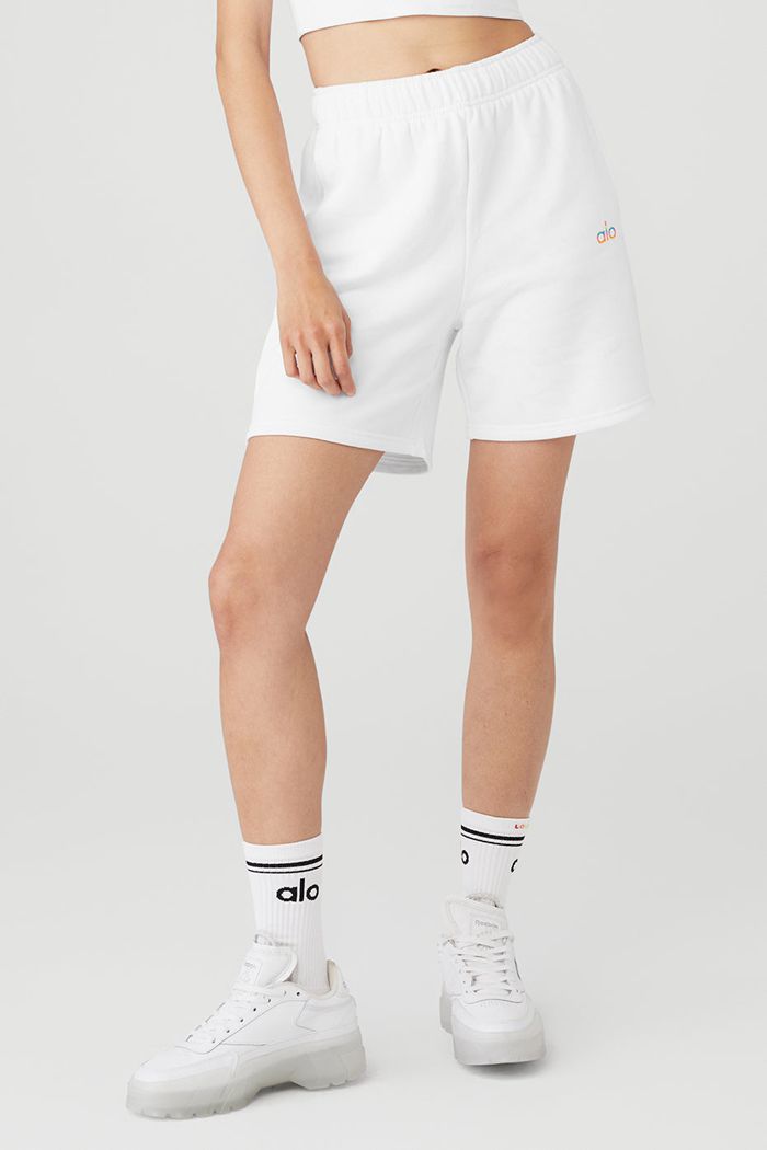 Short Alo Yoga Pride Accolade Sweat Mujer Blancos | 978065VWL