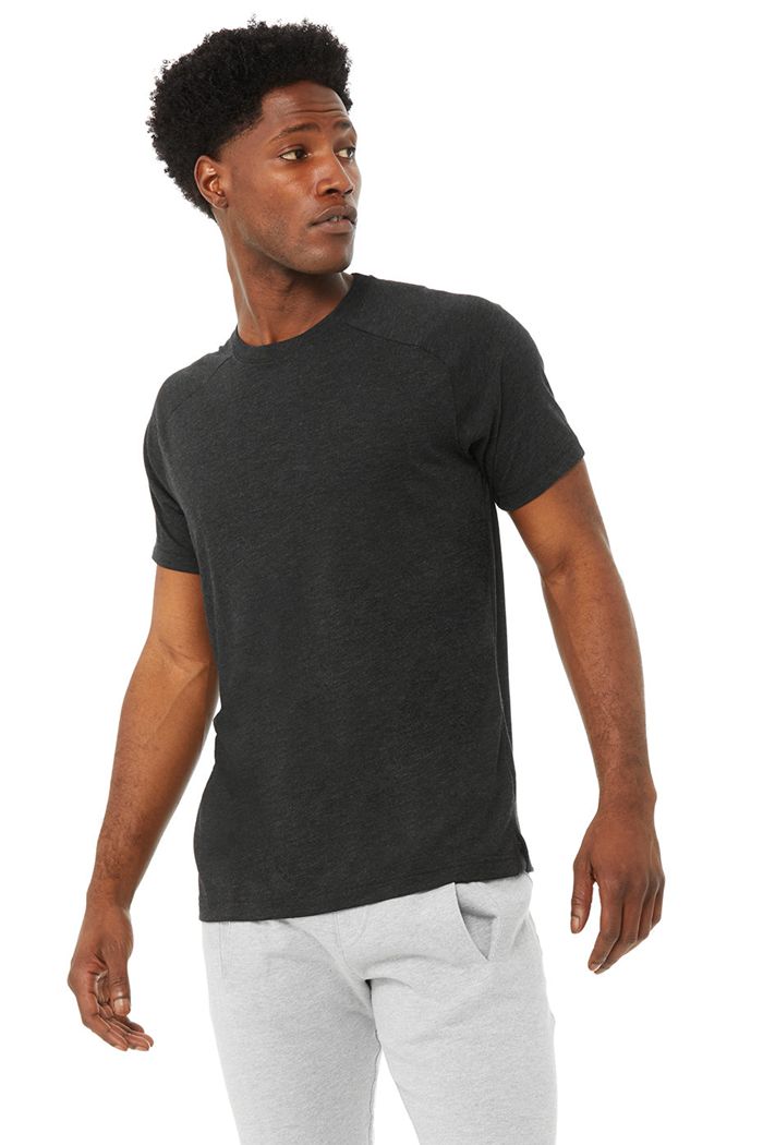 Short Sleeve Alo Yoga The Triumph Crew Neck Tee Hombre Negros | 549321ACO