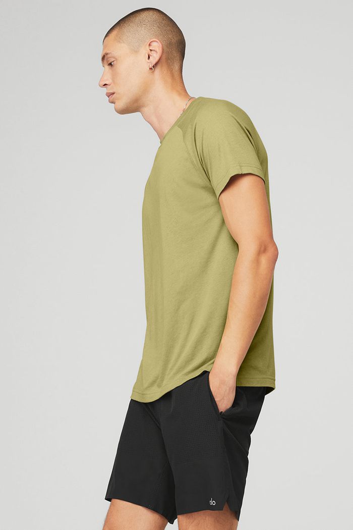 Short Sleeve Alo Yoga The Triumph Crew Neck Tee Hombre Verdes | 920637TXE