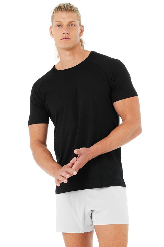 Short Sleeve Alo Yoga Triumph Crew Neck Tee Hombre Negros | 342759ZEI