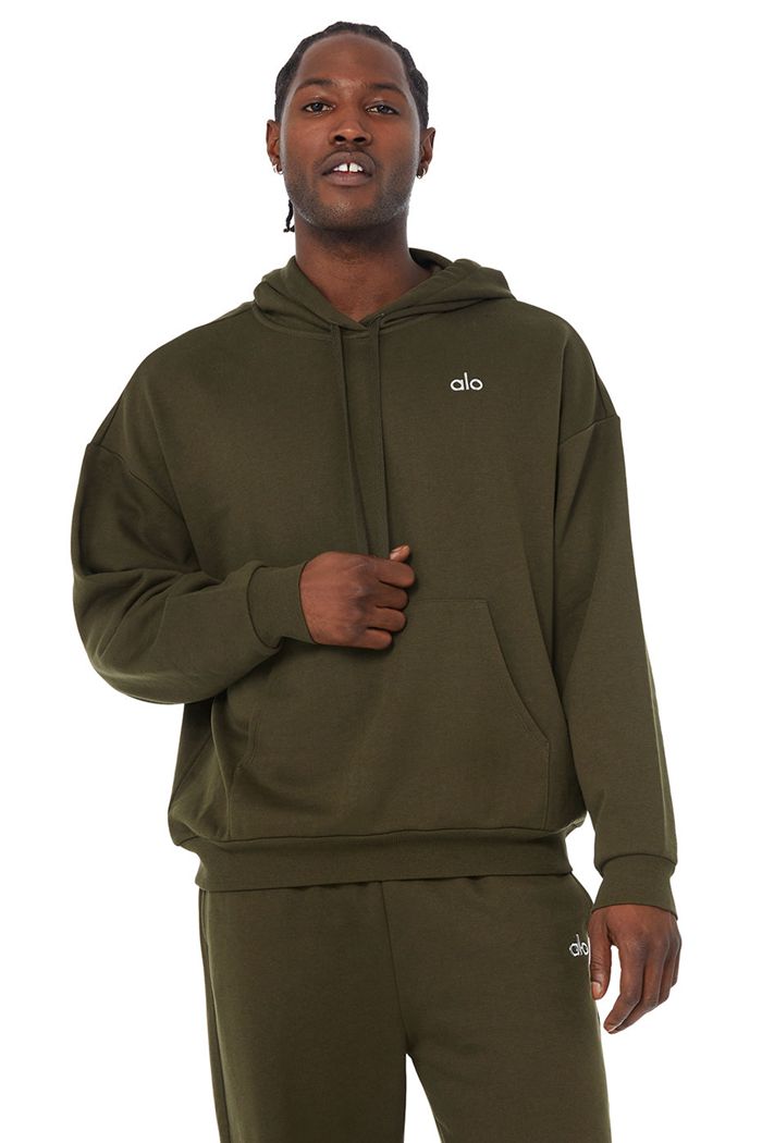 Sudadera Con Capucha Alo Yoga Accolade Hombre Verde Oliva Oscuro | 579036LMI