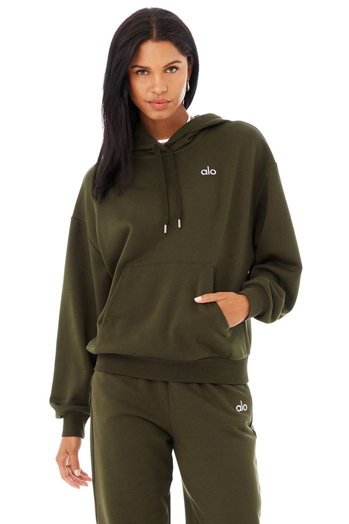 Sudadera Con Capucha Alo Yoga Accolade Mujer Verde Oliva Oscuro | 063281PIL