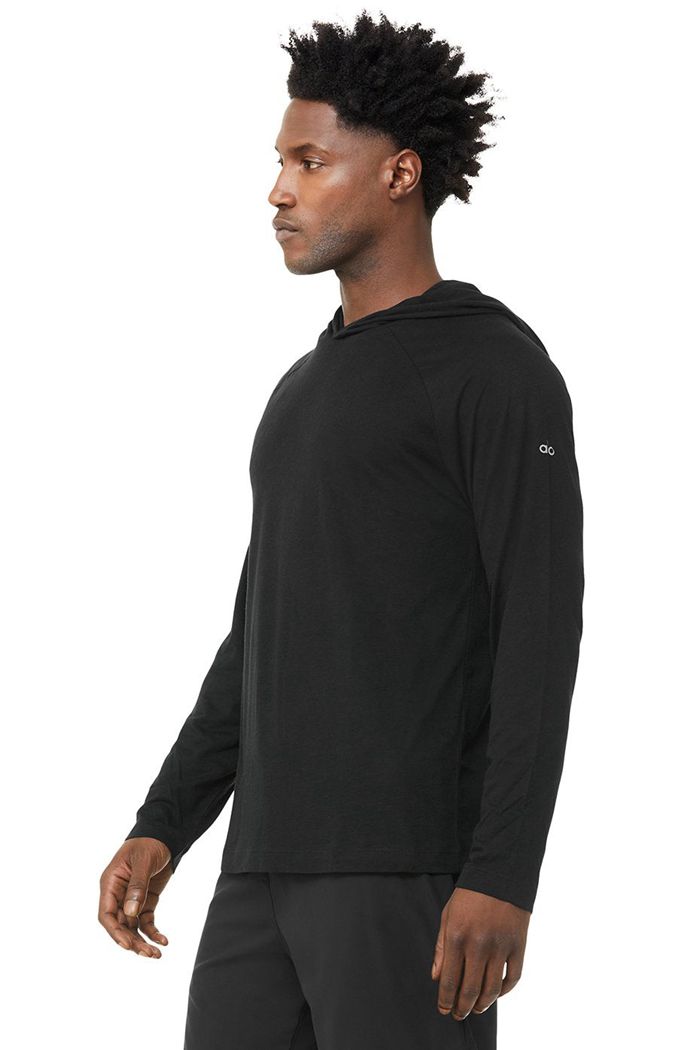 Sudadera Con Capucha Alo Yoga Core Encapuchado Runner Hombre Negros | 618395KBS