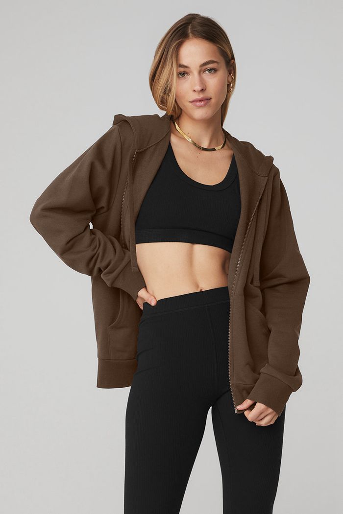 Sudadera Con Capucha Alo Yoga Everyday Full Zip Mujer Negros | 073265YTJ