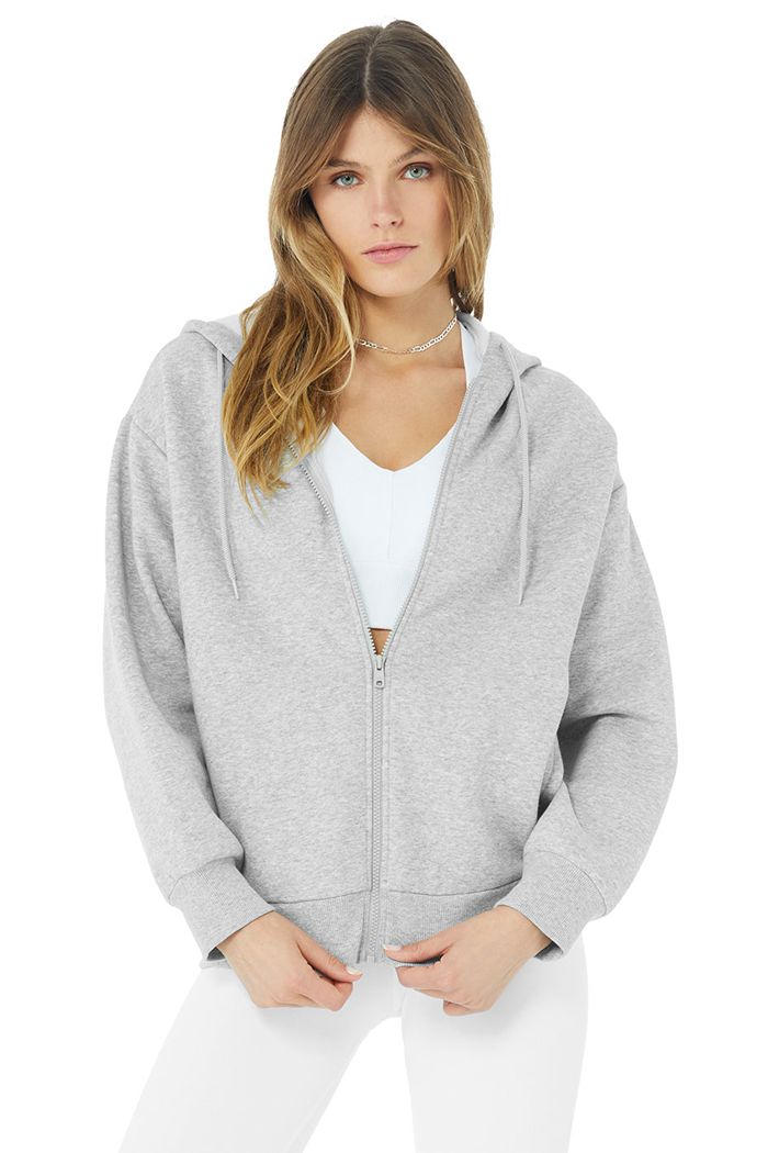 Sudadera Con Capucha Alo Yoga Hype Full Zip Mujer Grises | 219357RDU