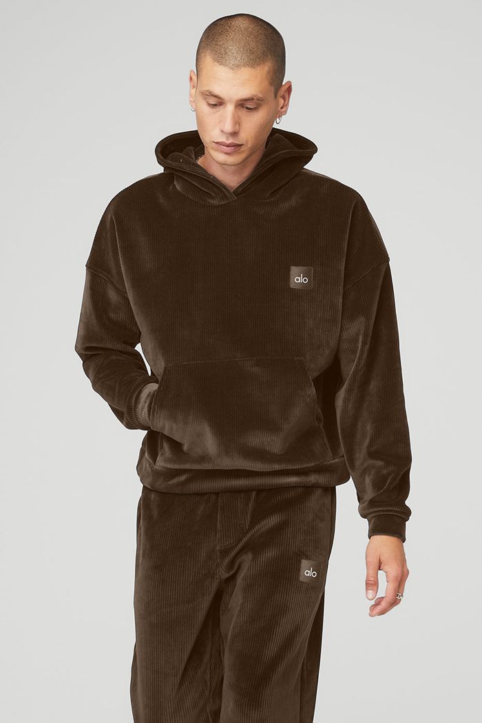 Sudadera Con Capucha Alo Yoga Velour Baller Hombre Negros | 915462VSI