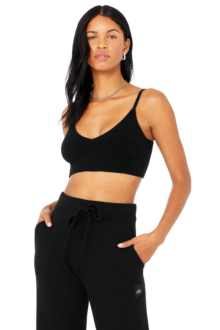 Sujetadores Alo Yoga Cashmere Jet Set Mujer Negros | 472985ELA