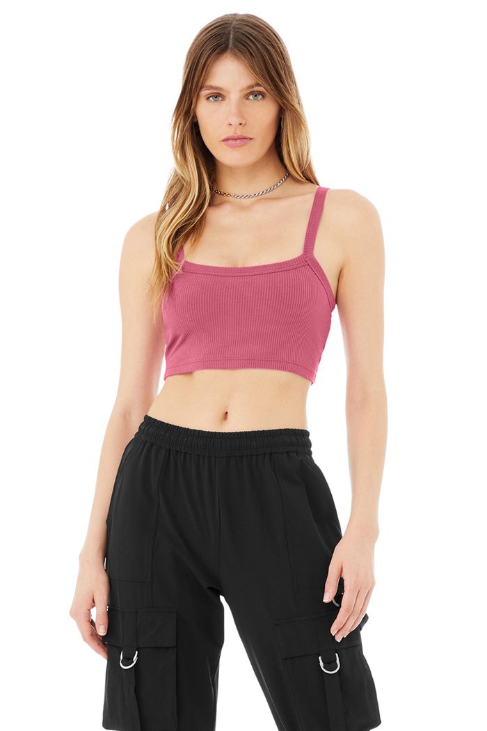 Sujetadores Alo Yoga Ribbed Crop Whisper Mujer Morados | 873592MHQ