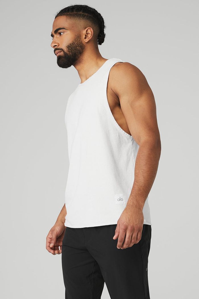 Tank Tops Alo Yoga Society Hombre Blancos | 704965XCW