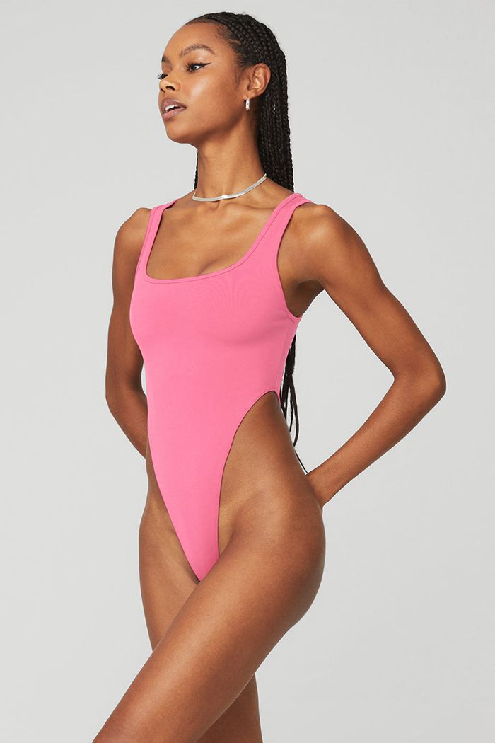 Bodysuit Alo Yoga Airbrush Hot Shot Mujer Rosas Fucsia | 608412WVA