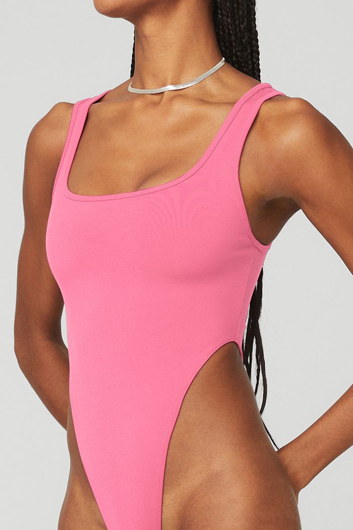 Bodysuit Alo Yoga Airbrush Hot Shot Mujer Rosas Fucsia | 608412WVA