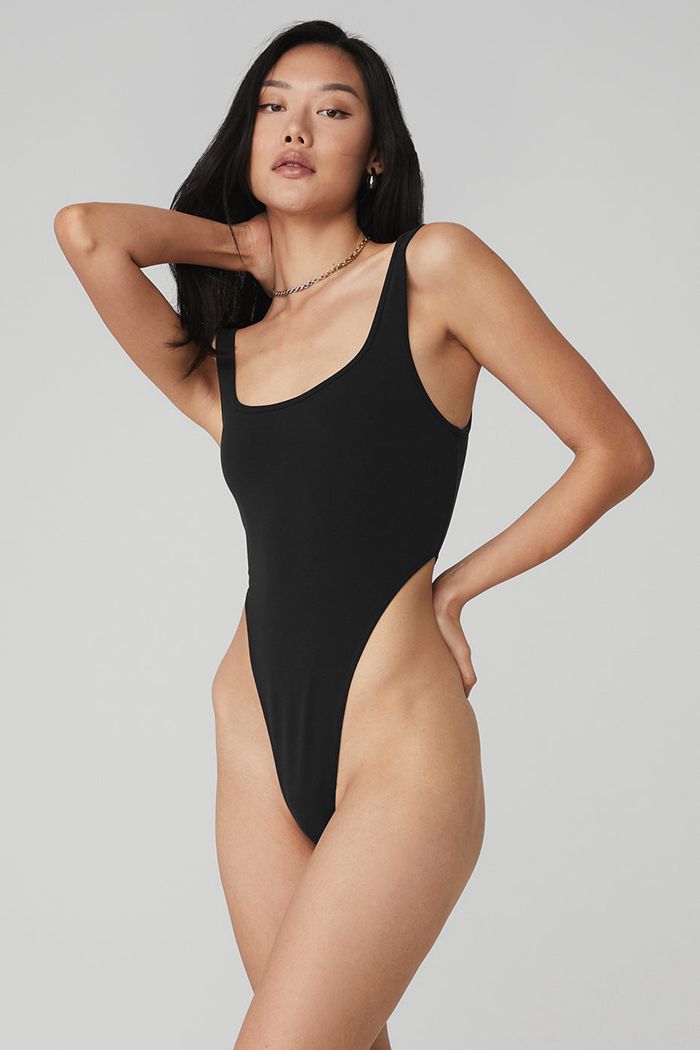 Bodysuit Alo Yoga Airbrush Hot Shot Mujer Negros | 678520IMP