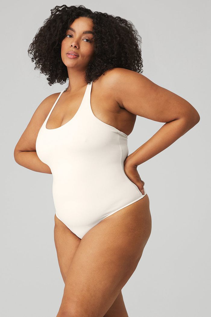 Bodysuit Alo Yoga Sleek Back Mujer Blancos | 315078VEB