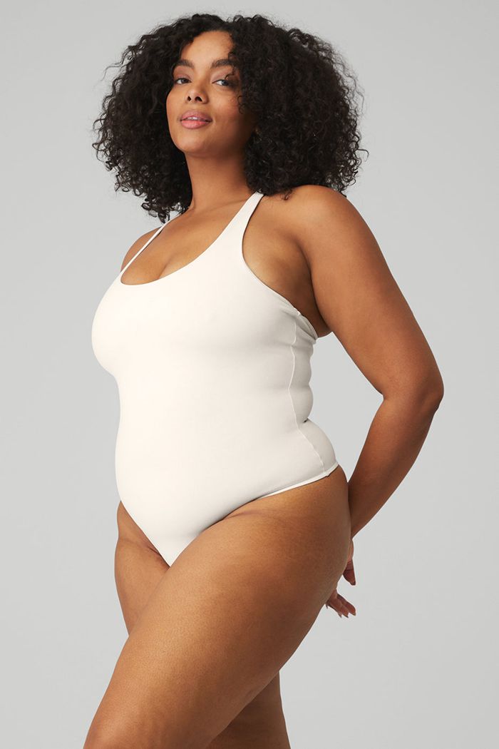 Bodysuit Alo Yoga Sleek Back Mujer Blancos | 315078VEB