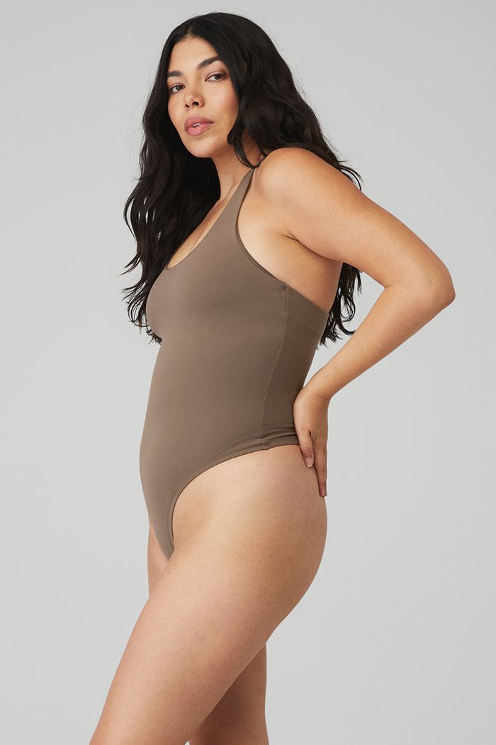 Bodysuit Alo Yoga Sleek Back Mujer Marrom | 493107WTX