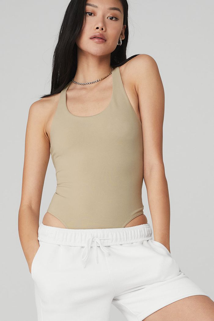 Bodysuit Alo Yoga Sleek Back Mujer Marrom | 849756BUW