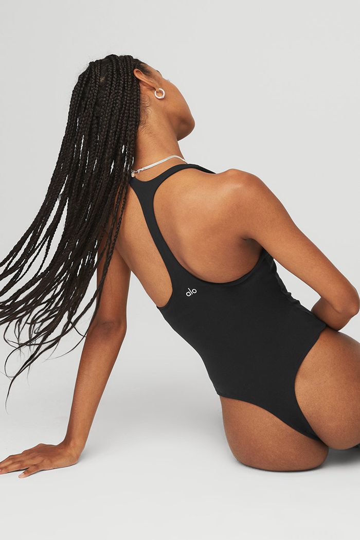 Bodysuit Alo Yoga Sleek Back Mujer Negros | 186043MJD