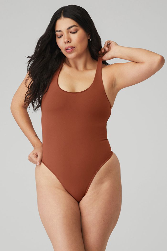 Bodysuit Alo Yoga Sleek Back Mujer Rojos | 285064DKT